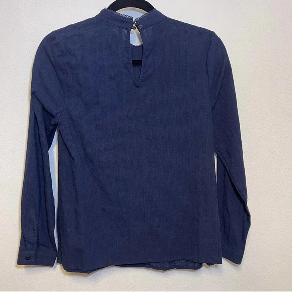 Modcloth High-Neck Long Sleeve 100% Cotton Blouse - Lace Embroidered Top - Picture 4 of 5